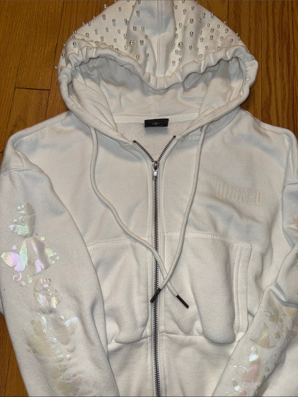 Wicked Embellished Cropped Full Zip-Up Hoodie